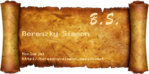 Bereszky Simeon névjegykártya